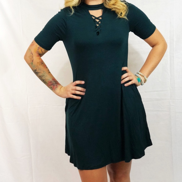 hunter green casual dress